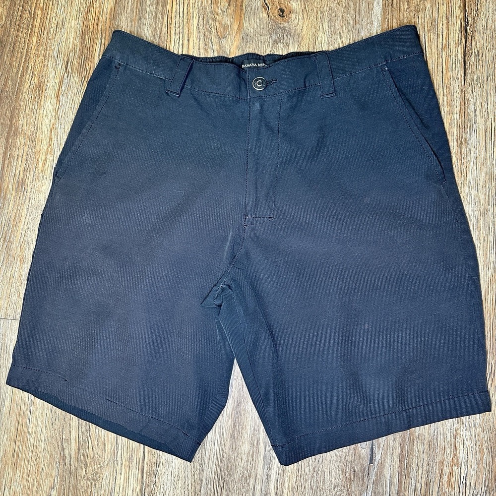 Banana Republic Men's Shorts Elastic Waistband Comfort Flat Front Black Size 34